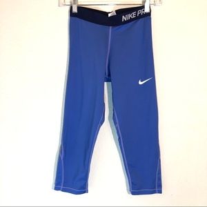 Nike Pro Blue Capri Leggings Girl’s Size XL